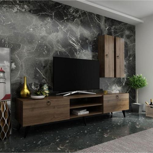 Ideal Tv Ünitesi Duvar Raf Ve Dolaplı Q7818-2 Ceviz