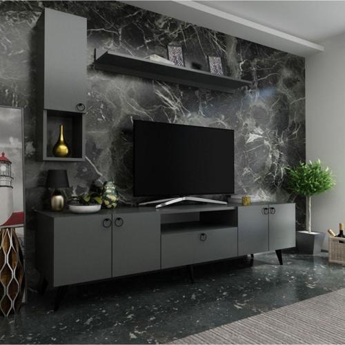 Ideal Tv Ünitesi Duvar Raf Ve Duvar Dolaplı Q7026-4 Antrasit