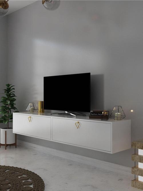 Duvara Monte Tv Sehpası Beyaz S6201-1