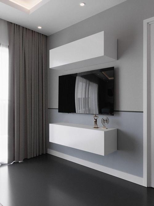 Duvara Monte Tv Sehpası Beyaz S6113-1