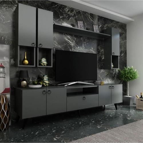 Ideal Tv Ünitesi Duvar Raf Ve Duvar Dolaplı Q7024-4 Antrasit