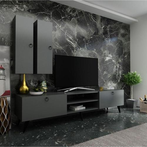 Ideal Tv Ünitesi Duvar Raf Ve Dolaplı Q7822-4 Antrasit