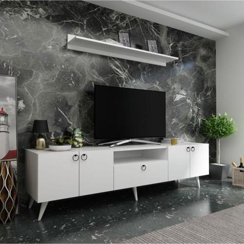 Ideal Tv Ünitesi Duvar Raf Ve Duvar Dolaplı Q7027-1 Beyaz