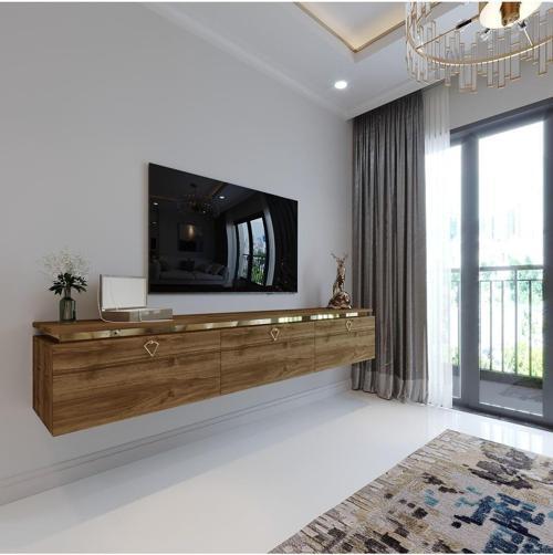 Duvara Monte Gold Üçgen Kulp G6117-2 Ceviz 35 Cm Derinlik