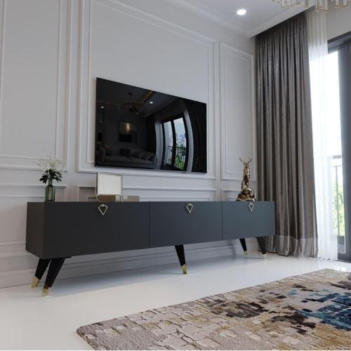 Modern Tv Sehpası Üçgen Kulp Kepli Q8017-4 Antrasit