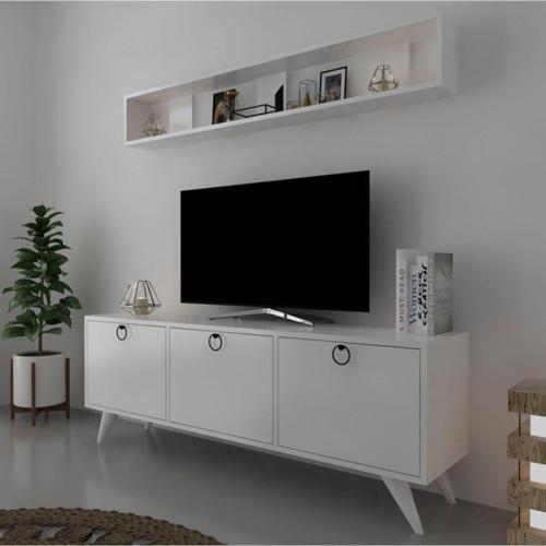 Icon Raflı Tv Ünitesi Q3029-1 Kulplu Dolaplı Modern Tv Sehpası