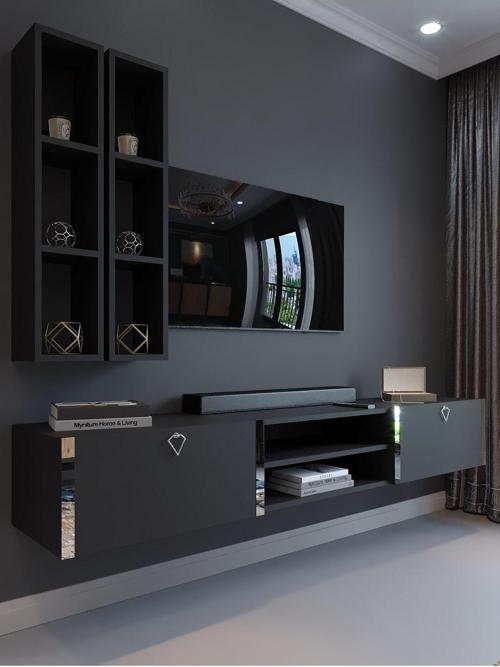 Festival Tv Ünitesi S13000-4 Antrasit Silver Duvara Monte Tv Sehpası