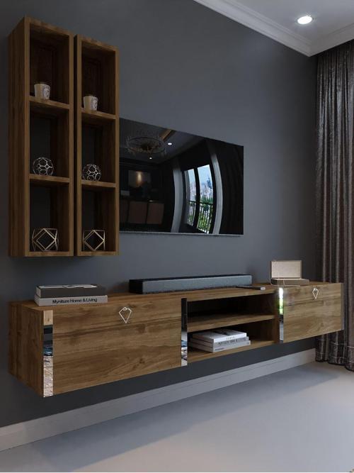 Festival Tv Ünitesi S13000-2 İstanbul Ceviz Silver Duvara Monte Tv Sehpası