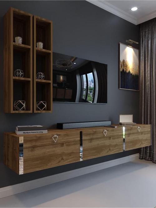 Festival Tv Ünitesi S13003-2 İstanbul Ceviz Silver Duvara Monte Tv Sehpası