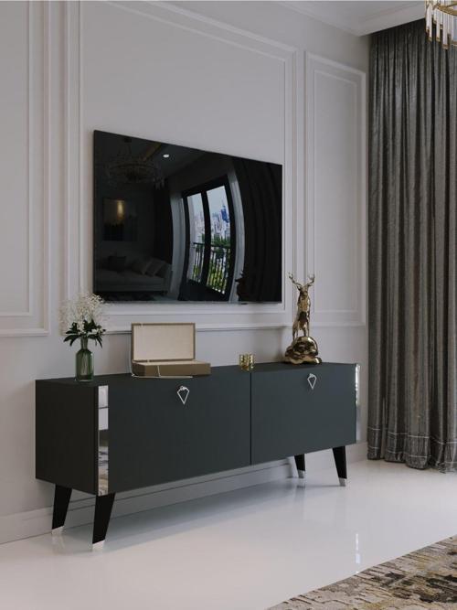 Festival Tv Sehpası S6305-4 Antrasit Silver Detaylı Minifiks Bağlantı Tv Ünitesi