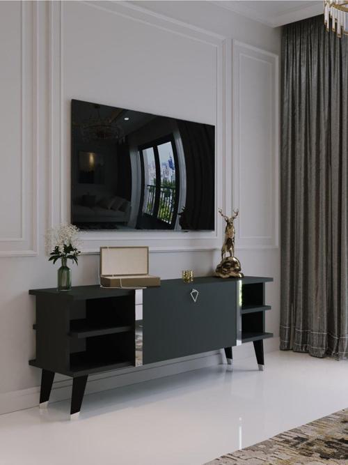 Festival Tv Sehpası S6306-4 Antrasit Silver Detaylı Minifiks Bağlantı Tv Ünitesi
