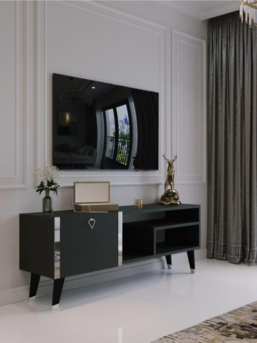 Festival Tv Sehpası S6307-4 Antrasit Silver Detaylı Minifiks Bağlantı Tv Ünitesi