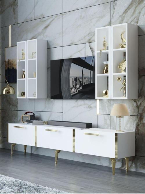 Festival Tv Ünitesi G3002-1-Y1-D1 Gold Beyaz