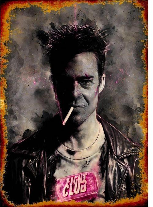 Brad Pitt - Fight Club Desenli Mdf Tablo 35 cm x 50 cm
