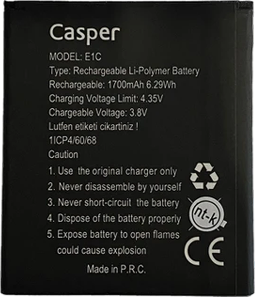 Casper Via E1C Batarya Pil Sıfır Orijinal