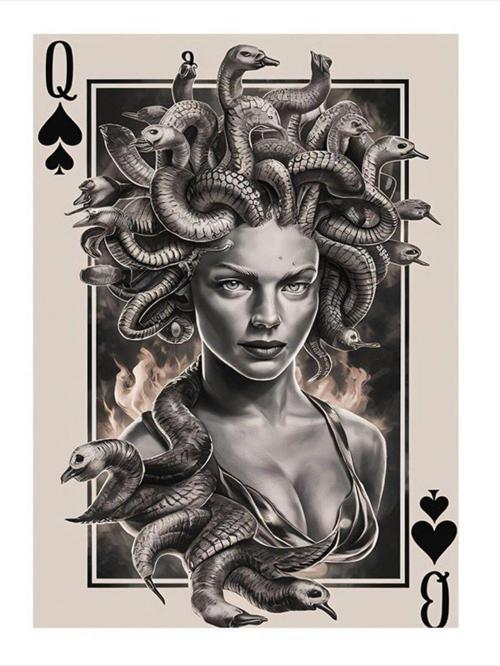 İskambil Kağıdı Medusa Tasarım Mdf Tablo