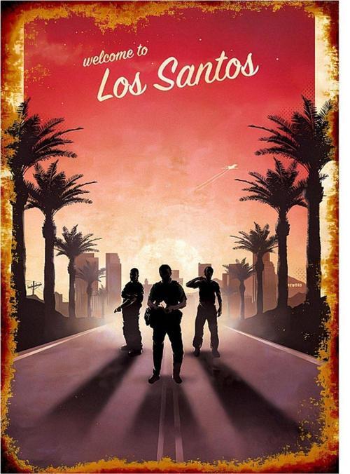 Gta Los Santos Mdf Poster 50 cm x 70 cm