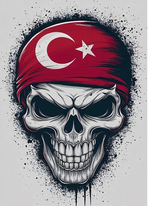 Kuru Kafa Ve Türk Bayrağı Art Mdf Poster 35 cm x 50 cm