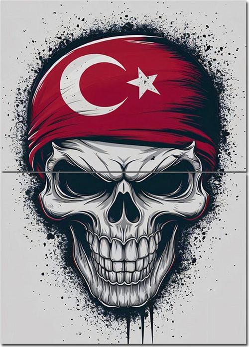 Kuru Kafa Ve Türk Bayrağı Art Mdf Poster 70 cm x 100 cm