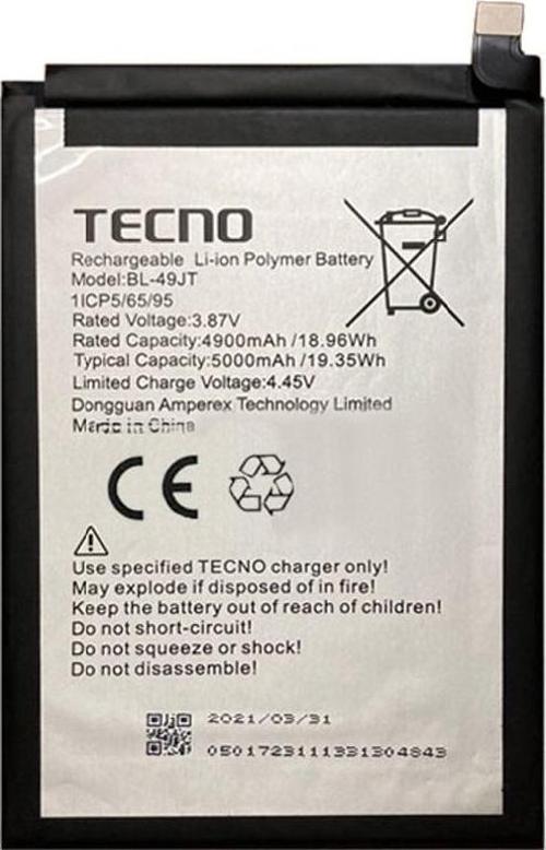 Tecno Camon 18P Batarya Pil Sıfır Orijinal