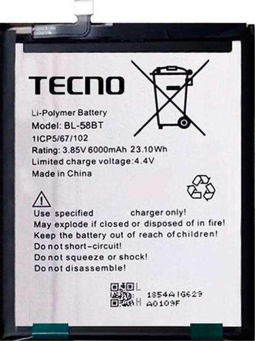 Tecno Pova 3 Batarya Pil Sıfır Orijinal