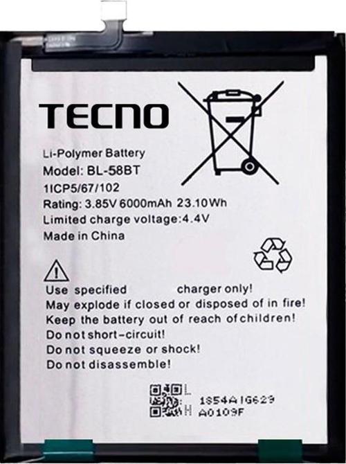 Tecno Pova Batarya Pil Sıfır Orijinal