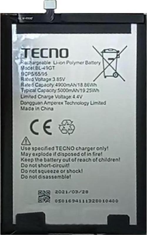 Tecno Spark 9T Batarya Pil Sıfır Orijinal