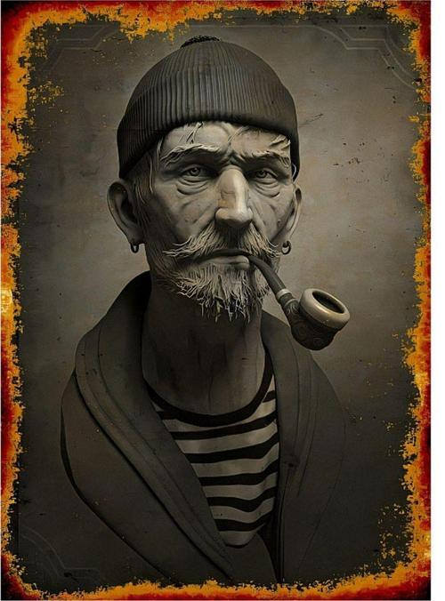 Pipo İçen Adam Dekoratif Mdf Tablo 35 cm x 50 cm