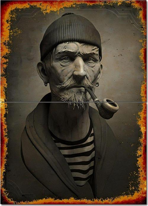 Pipo İçen Adam Dekoratif Mdf Tablo 70 cm x 100 cm