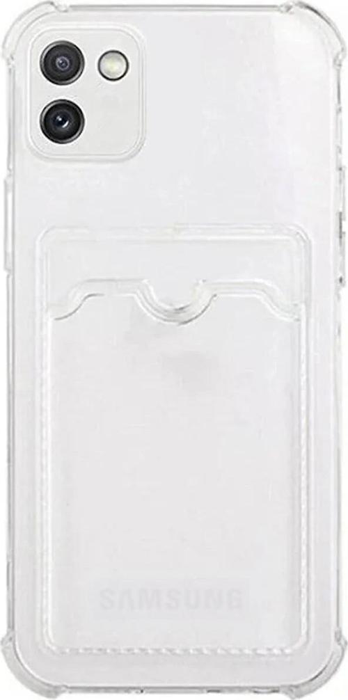 Samsung Galaxy A03 Kapak Kamera Korumalı Kartlıklı Darbe Emici Özellikli Şeffaf Silikon Kılıf