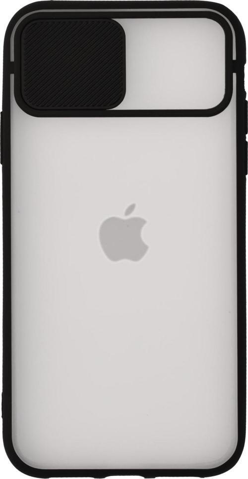 Apple iPhone 11 Kapak Lensi Açılır Kapanır Kamera Korumalı Silikon Kılıf - Siyah