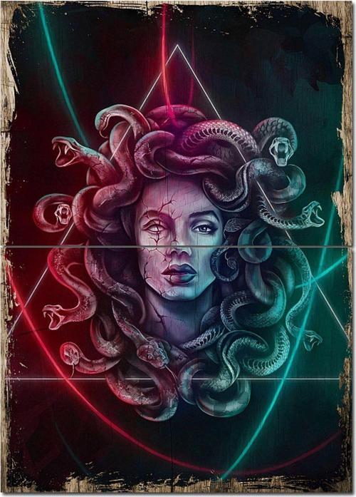 Yunan Tanrısı Medusa Modern Mdf Tablo 70 cm x 100 cm