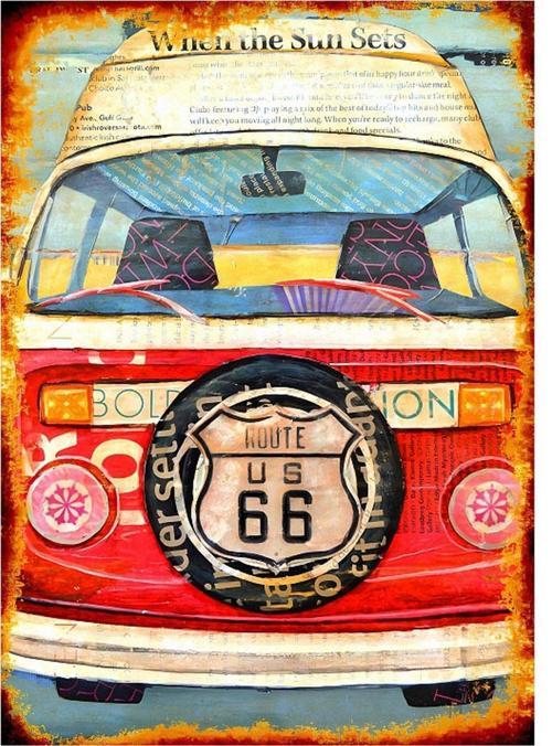 Volkswagen Minibüs Art Mdf Poster 35 cm x 50 cm
