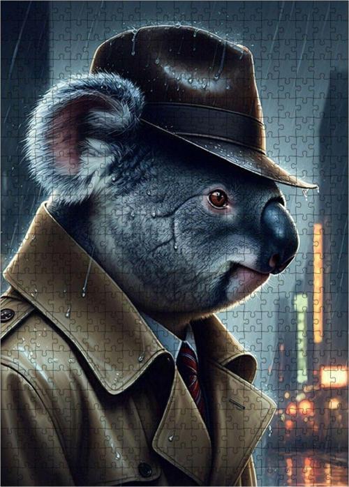 Ahşap Mdf Puzzle Yapboz Dedektif Koala 500 Parça 50 x 70 Cm