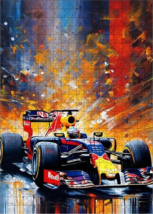 Ahşap Mdf Puzzle Yapboz Formula 1 Arabası Çizimi 500 Parça 50 x 70 Cm
