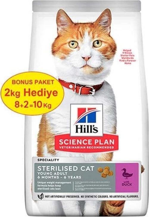 Hills Science Plan Hills Young Sterilised Ördekli Kısırlaştırılmış Kedi Maması 8+2 Kg