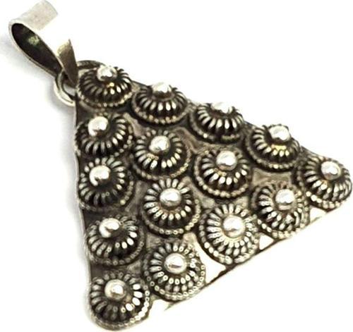 üçgen telkari işlemeli gümüş kolye ucu 