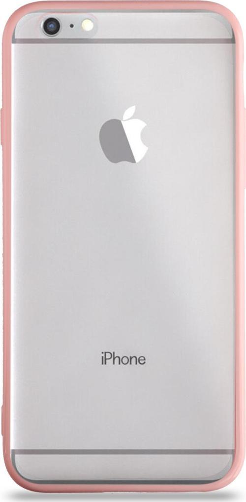 Apple iPhone 6 Kılıf Kenarları Renkli Silikon Şeffaf Arka Kapak - Pudra