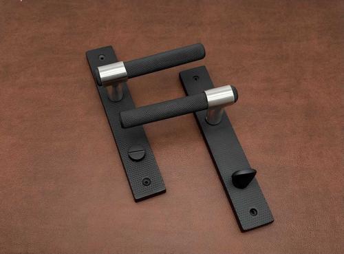 Punch Mat Siyah İnox Lüx Zamak Aynalı Wc Banyo Kapı Kolu Sağ Basar 1 Takım