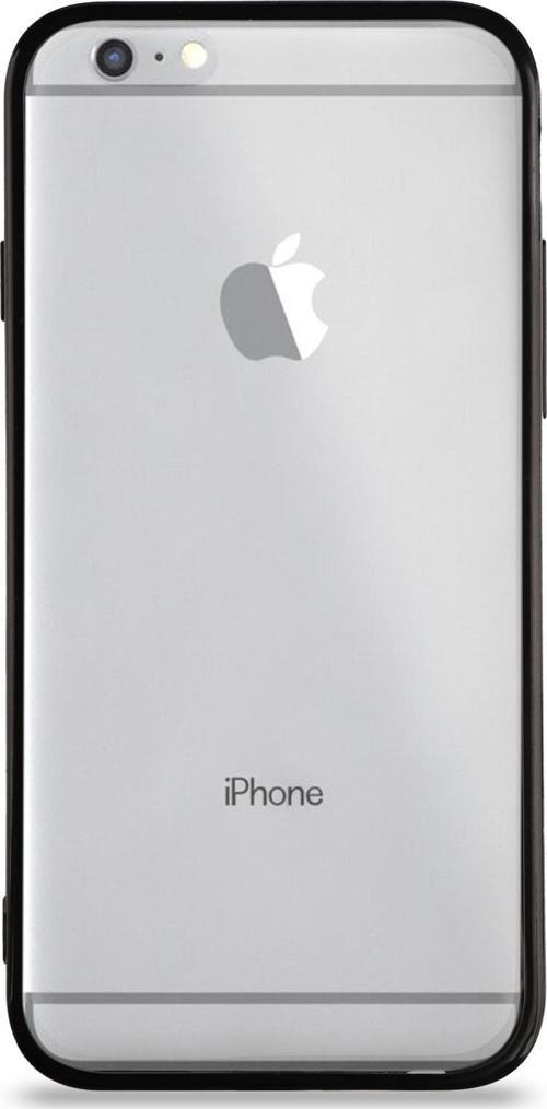 Apple iPhone 6s Kılıf Kenarları Renkli Silikon Şeffaf Arka Kapak - Siyah