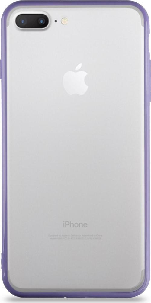 Apple iPhone 7 Plus Kılıf Kenarları Renkli Silikon Şeffaf Arka Kapak - Mor