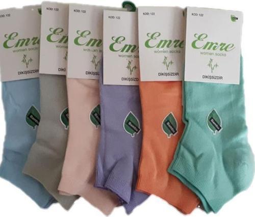 Emre Kadın Bambu Kısa Patik Çorap Asorti 12 Li Paket