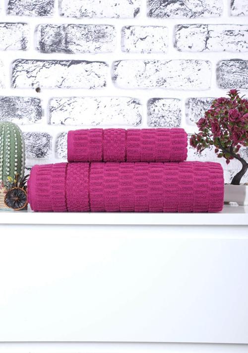 2 Parça Jakarlı Renkli Kadın-Erkek Banyo Havlu Takımı 90x150 Cm