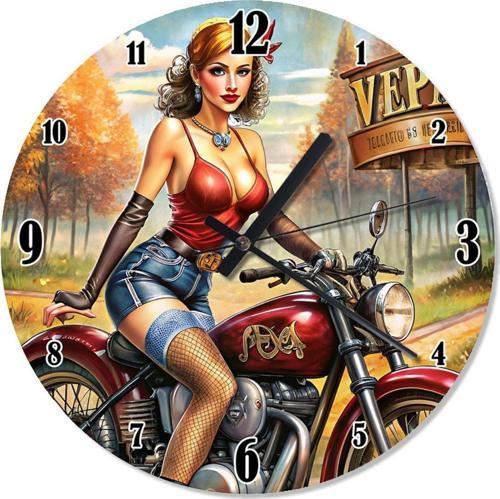 Pinap Kadın Ve Motosiklet Tasarım Duvar Saati
