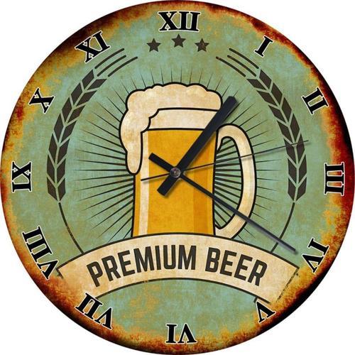 Premium Bira Ahşap Duvar Saati