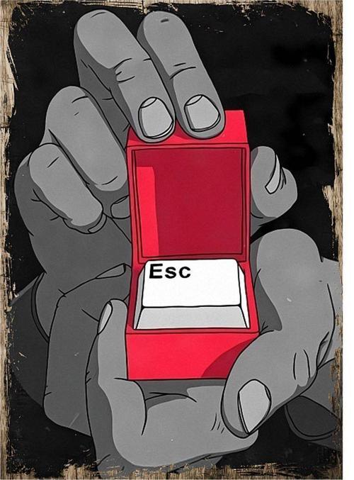 Esc Tuşu Tasarım Ahşap Tablo 35 cm x 50 cm