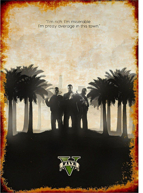 Gta Five Dekoratif Ahşap Tablo 50 cm x 70 cm