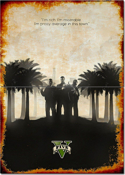 Gta Five Dekoratif Ahşap Tablo 70 cm x 100 cm