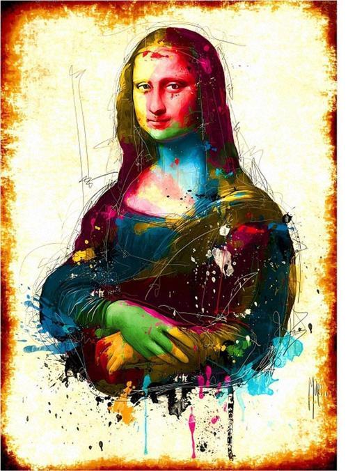Renkli Mona Lisa Hediyelik Ahşap Tablo 50 cm x 70 cm