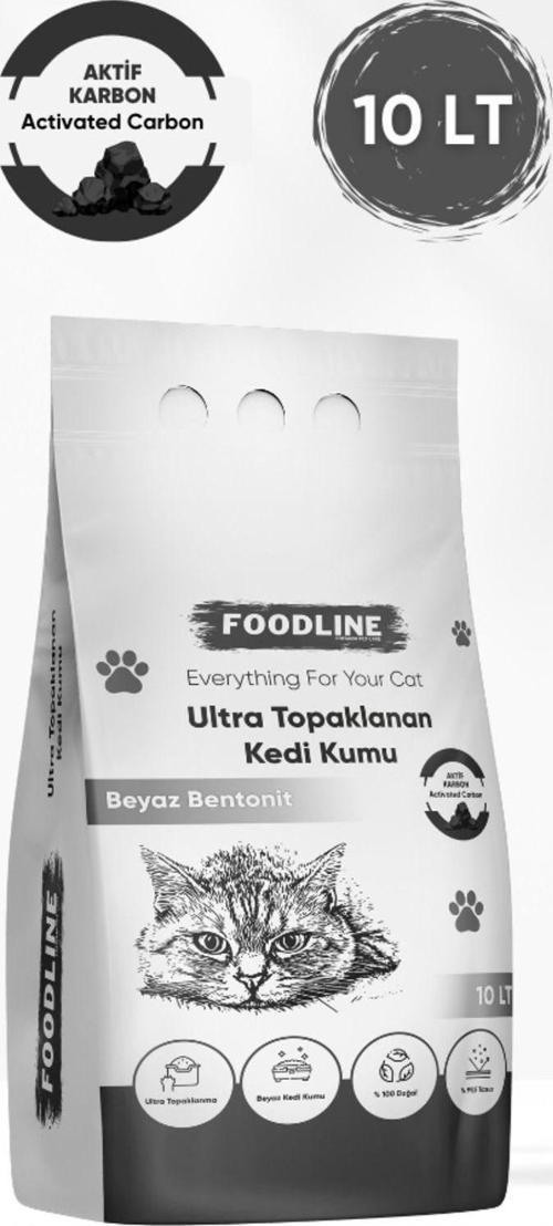 Aktif Karbonlu İnce Taneli Bentonit Topaklanan Kedi Kumu 10 Lt
